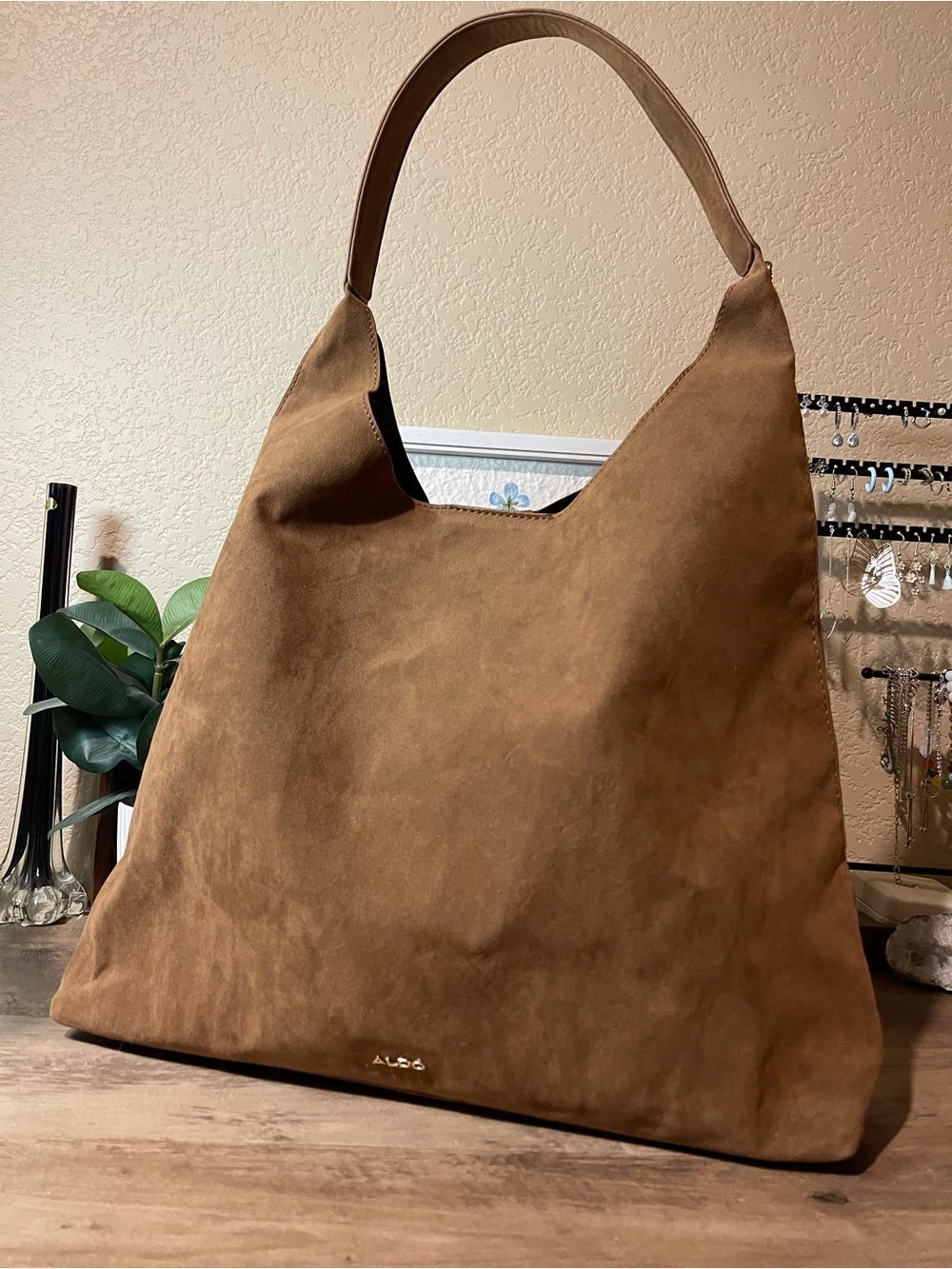 Aldo Brown Suede Hobo Bag